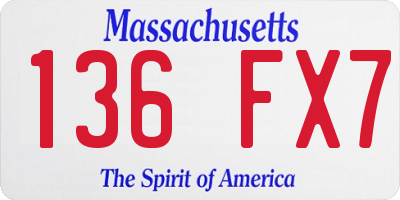 MA license plate 136FX7