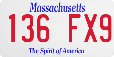 MA license plate 136FX9