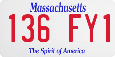 MA license plate 136FY1