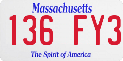MA license plate 136FY3