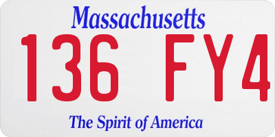 MA license plate 136FY4