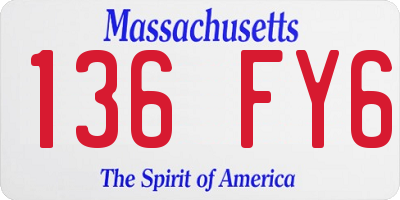 MA license plate 136FY6