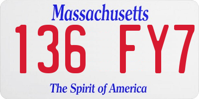 MA license plate 136FY7