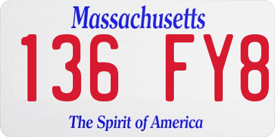 MA license plate 136FY8