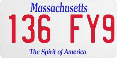 MA license plate 136FY9