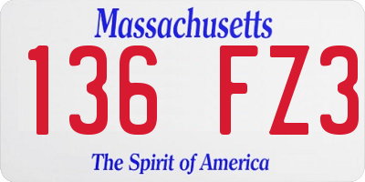 MA license plate 136FZ3