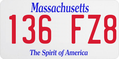 MA license plate 136FZ8