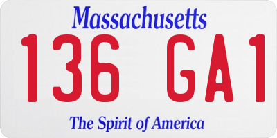 MA license plate 136GA1