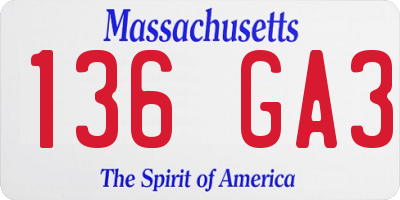 MA license plate 136GA3