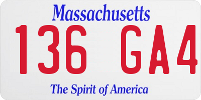 MA license plate 136GA4