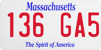 MA license plate 136GA5