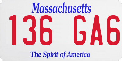 MA license plate 136GA6