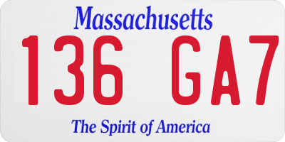 MA license plate 136GA7