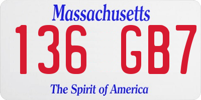 MA license plate 136GB7