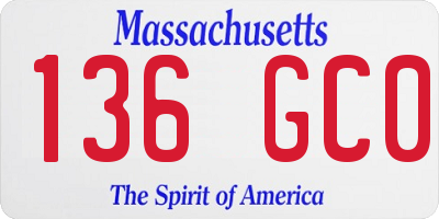 MA license plate 136GC0