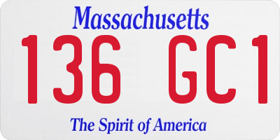 MA license plate 136GC1