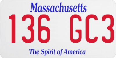 MA license plate 136GC3