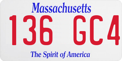 MA license plate 136GC4