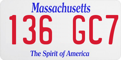 MA license plate 136GC7