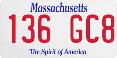 MA license plate 136GC8