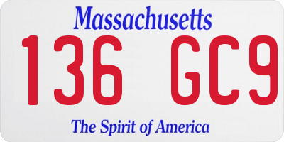 MA license plate 136GC9