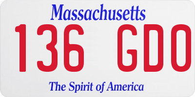 MA license plate 136GD0