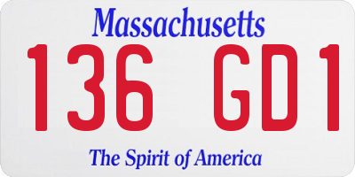 MA license plate 136GD1