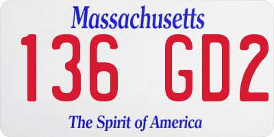 MA license plate 136GD2