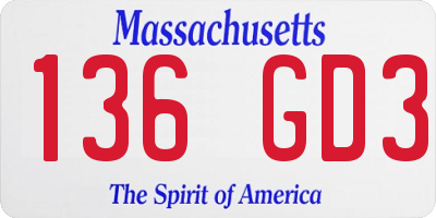MA license plate 136GD3