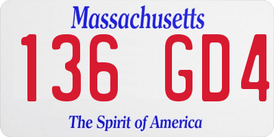 MA license plate 136GD4