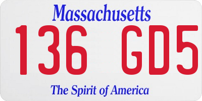 MA license plate 136GD5