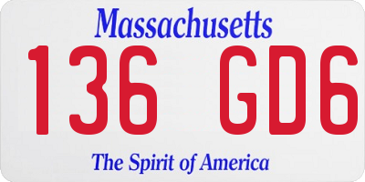 MA license plate 136GD6