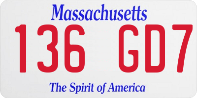 MA license plate 136GD7