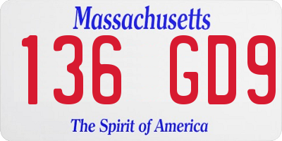 MA license plate 136GD9
