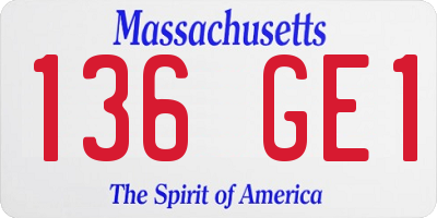 MA license plate 136GE1