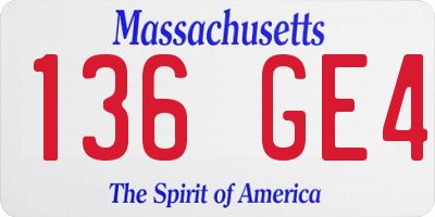 MA license plate 136GE4
