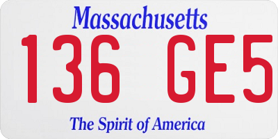 MA license plate 136GE5