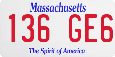 MA license plate 136GE6