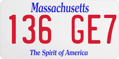 MA license plate 136GE7