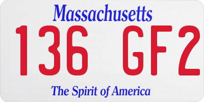 MA license plate 136GF2