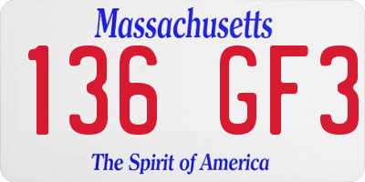 MA license plate 136GF3