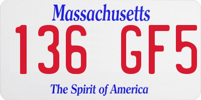 MA license plate 136GF5