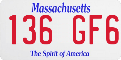 MA license plate 136GF6