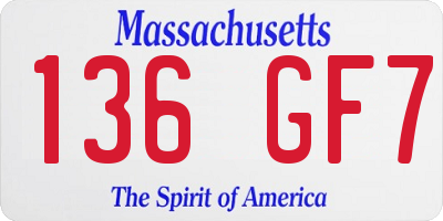 MA license plate 136GF7