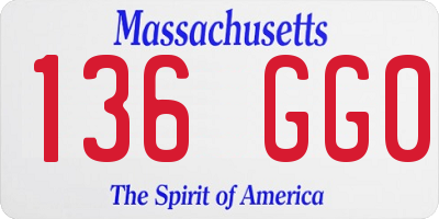 MA license plate 136GG0