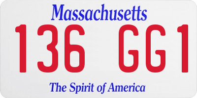 MA license plate 136GG1