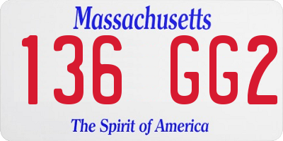 MA license plate 136GG2