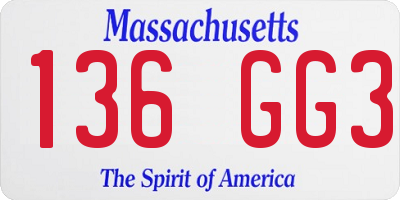 MA license plate 136GG3