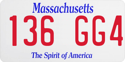 MA license plate 136GG4