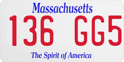 MA license plate 136GG5